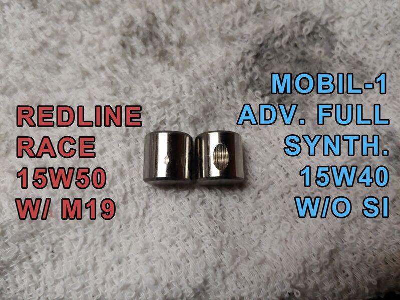 File:REDLINE RACE 15W50 VS M1 AFS EXTPRO 15W40.jpg